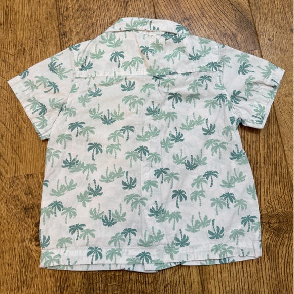 2 Janie & Jack Button Down Shirts Flamingos Palm Tree Boys Poplin Shirts 18-24 - Picture 3 of 6